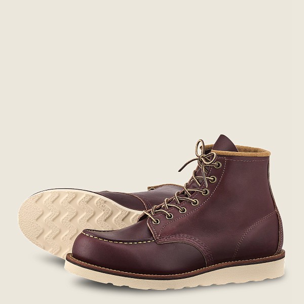 Red Wing Mens Heritage Boots - Classic Moc - 6-inch Mesa Leather - Burgundy - JOG329608